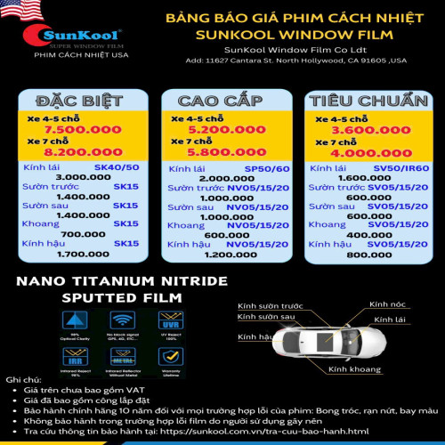 FILM CÁCH NHIỆT SUNKOOL CHÍNH HÃNG MỸ