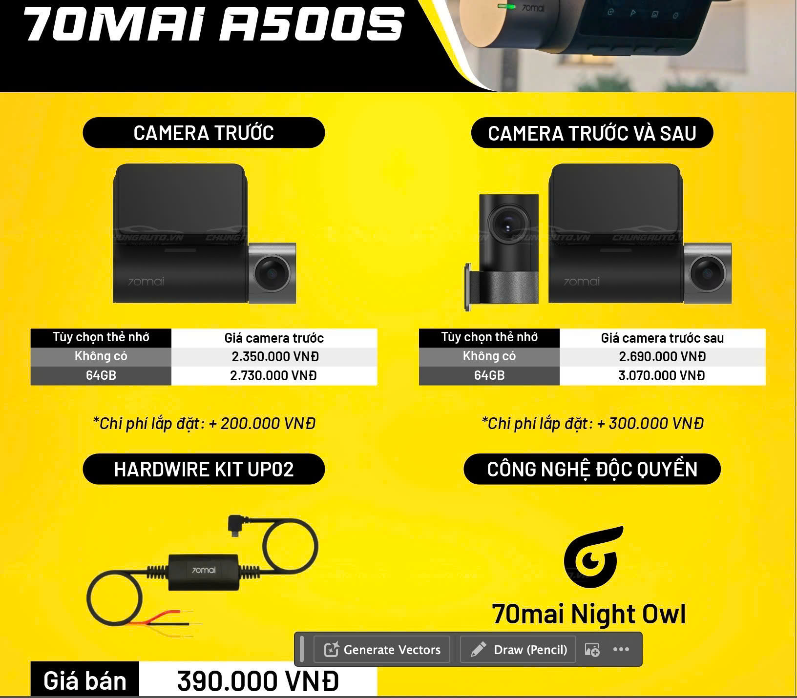Bảng báo giá camera hành trình Xiaomi 70Mai A500s 